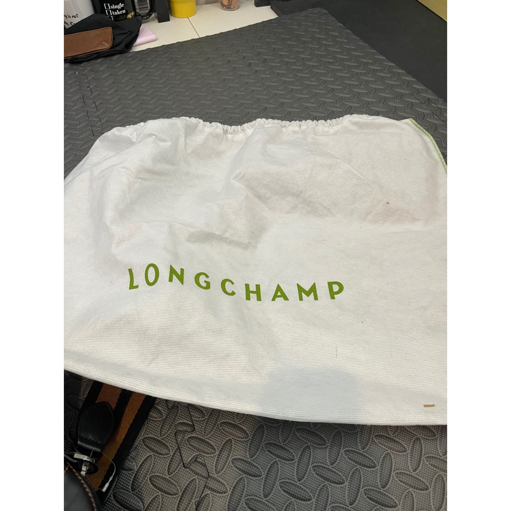 Longchamp Duffel Bag Black Leather Travel Weekender Carry On Purse Tote - Picture 8 of 11